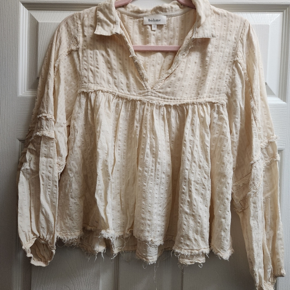 Bohme Ivory Textured Blouse
